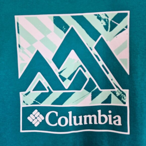 Columbia Mens XL Turquoise Crew Neck Sweatshirt Cotton Blend Casual Gym School - Picture 3 of 11